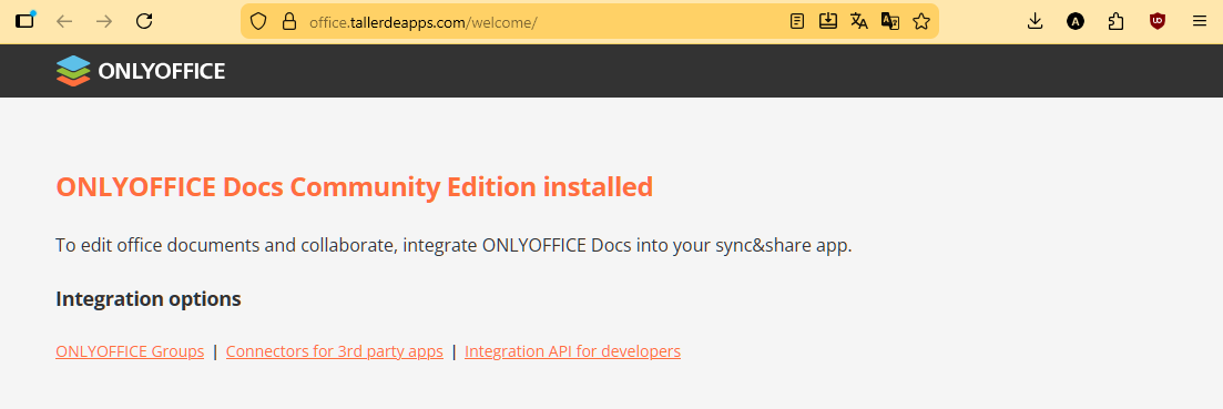Pantalla de bienvenida de ONLYOFFICE Docs